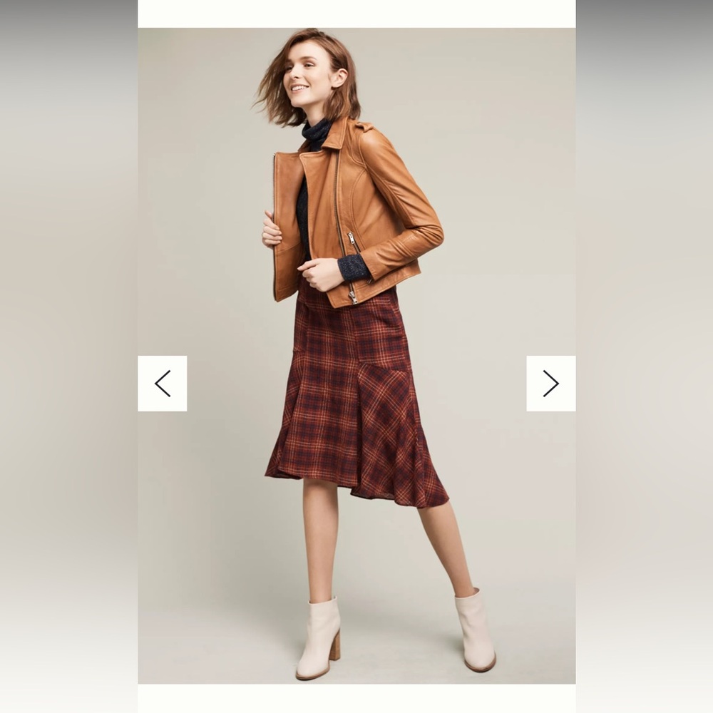 Anthropologie Wool Plaid Midi Skirt, NWT size 0